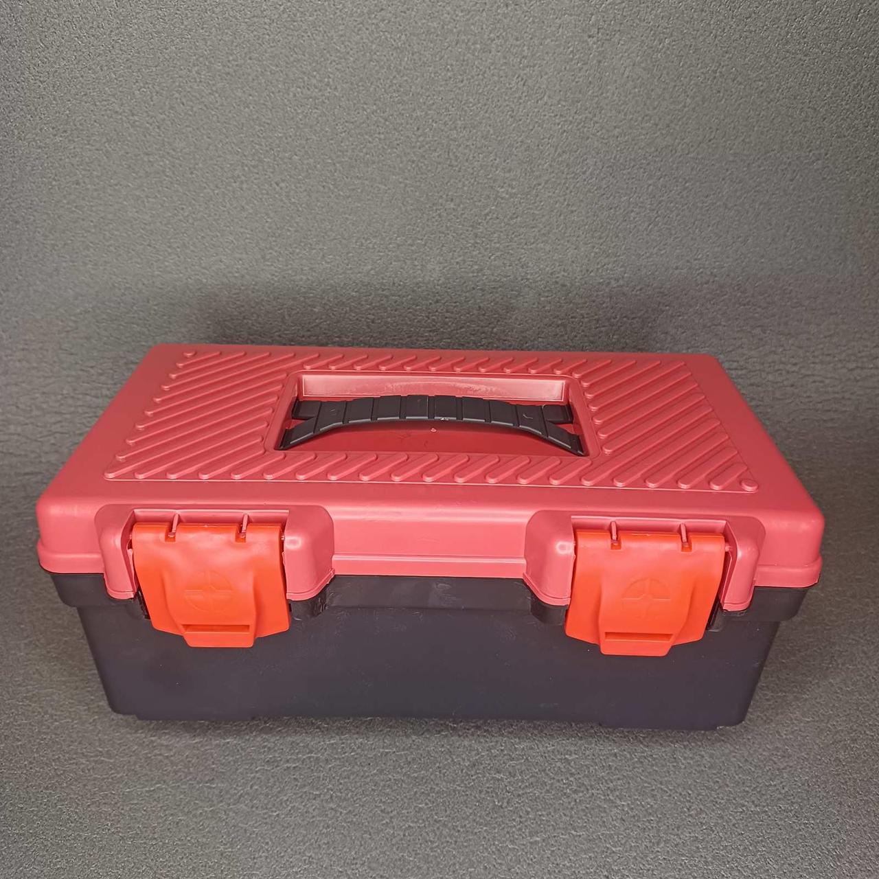 Ящик кейс для зберігання інструментів 312x175х130мм переносний із засувками та ручкою Чорний із червоною кришкою
