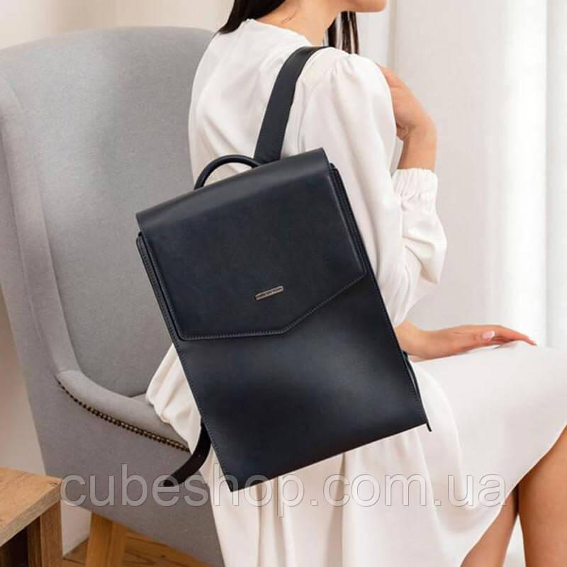 Міський шкіряний рюкзак (темно-синій)