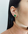 Срібні сережки з малахітом "Конюшина" КЛП/Бж-мх, фото 5