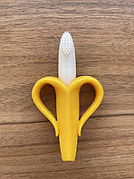 Прорезыватель-щетка для зубов, Грызунок Банан силиконовый, Детский силиконовый прорезыватель