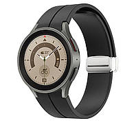 Ремешок Primolux Magnetic Silicone для часов Samsung Galaxy Watch 4 / Watch 5 / Watch 5 Pro - Black&Silver M/L