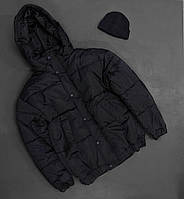 Мужская зимняя куртка оверсайз короткая черная до -20*С | Мужской зимний пуховик черный теплый (My)