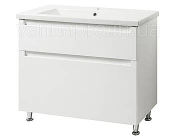 Тумба ЮВВІС для ванної кімнати 100 см біла підлогова ЕЛЬБА з умивальником КОМО