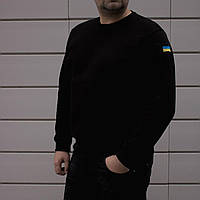 Чоловічий зимовий світшот чорний Батал на флісі  ⁇  Чоловічі кофти великих розмірів (My)