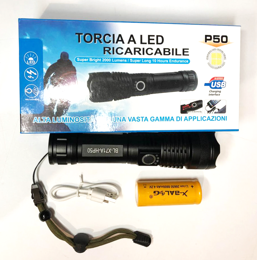 Ліхтарик ручний X71A-HP50 micro USB zoom індикація заряду