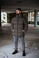 Мужская зимняя куртка оверсайз Heat до -25*С теплая хаки | Мужской пуховик зимний с капюшоном (My)
