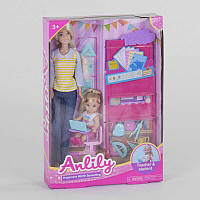 Кукла 99246 (36/2) Учитель , ребенок, мебель, аксессуары, в коробке