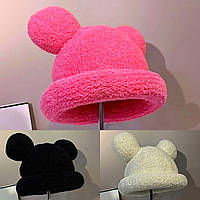 Шапка Микки Маус с ушками и подворотом (Минни Маус, мышонок, мишка, медведь, тедди) 2, Унисекс WUKE One size