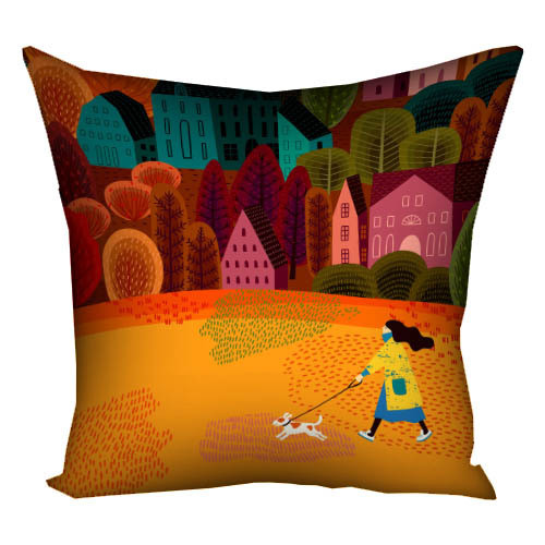 Подушка з принтом габардинова На прогулянці 50x50 (5P_22S021), фото 1