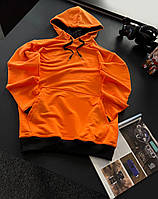 Мужская кофта оранжевая с капюшоном весенняя осенняя | Худи мужское двунитка Толстовка XL (My)