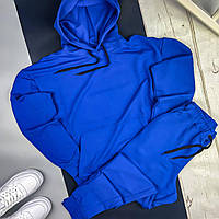Мужской спортивный костюм синий однотонный без бренда с капюшоном на молнии весенний осенний (My)