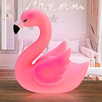 ❤️Нічник дитячий світильник настільний рожевий Фламінго на батарейках