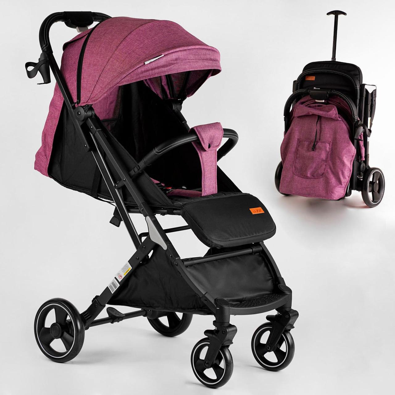 Коляска прогулянкова дитяча "JOY" Comfort L-30201 колір ФІОЛЕТОВИЙ, рама сталь з алюмінієм, футкавер, підсклянник, телескопічна