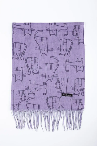 Легкий шарф палантин Котики 180*65 см бузковий, фото 2