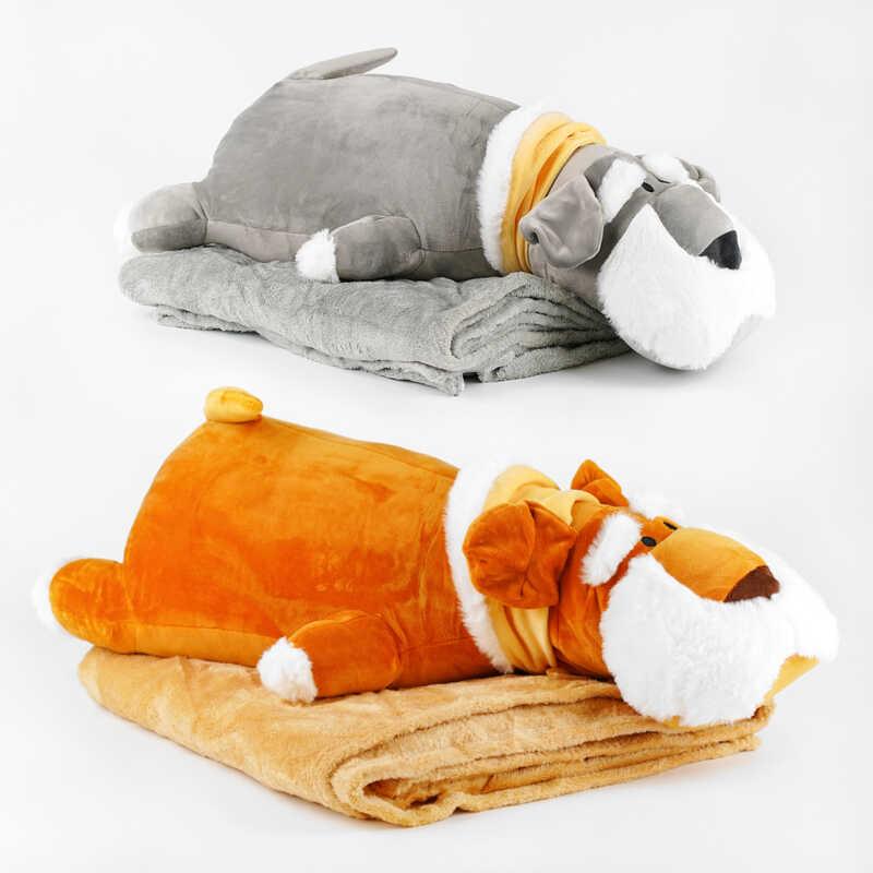 М'яка іграшка Песик з пледом (М 14489) 2 види, розмір пледа 115х155см ...