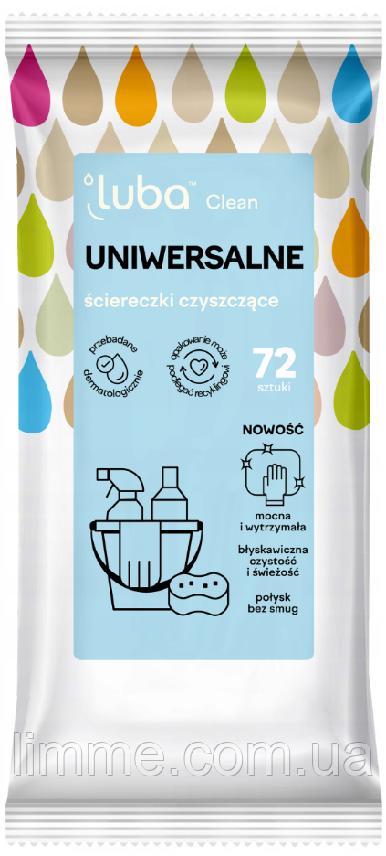 Серветки вологі універсальні Luba Clean, 72 шт