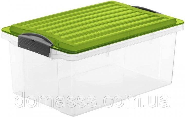 Ящик для зберігання з кришкою Rotho Compact A4 13L зелений, фото 1