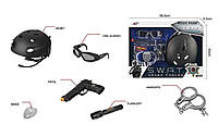 Игровой набор полиции (S 005 B) 6 элементов, пистолет на батарейках, каска, очки, наручники, аксессуары, в