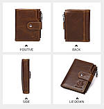 Чоловічий гаманець із натуральної шкіри. Шкіряний гаманець чоловічий портмоне зі шкіри Коричневий, фото 10