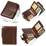 Чоловічий гаманець із натуральної шкіри. Шкіряний гаманець чоловічий портмоне зі шкіри Коричневий, фото 6