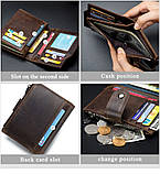 Чоловічий гаманець із натуральної шкіри. Шкіряний гаманець чоловічий портмоне зі шкіри Коричневий, фото 8
