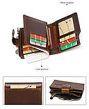 Чоловічий гаманець із натуральної шкіри. Шкіряний гаманець чоловічий портмоне зі шкіри Коричневий, фото 9