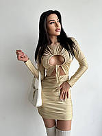 Облягаюча міні сукня із зав'язкою на грудях і вирізом із драпіруванням (р. 42-44) 66035190Q