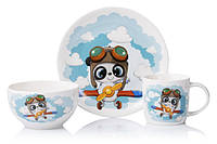 Набір дитячого посуду ARDESTO Panda pilot (3 пр., порцеляна) AR3451PS