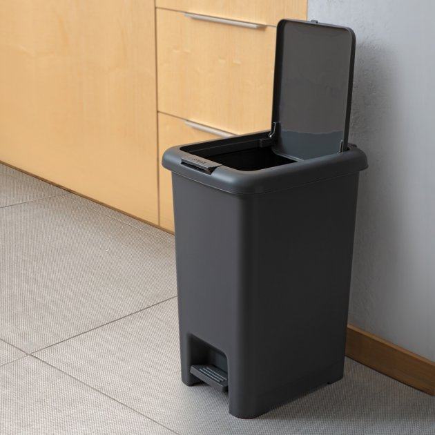 Відро для сміття з кришкою та педаллю MVM 10л антрацит