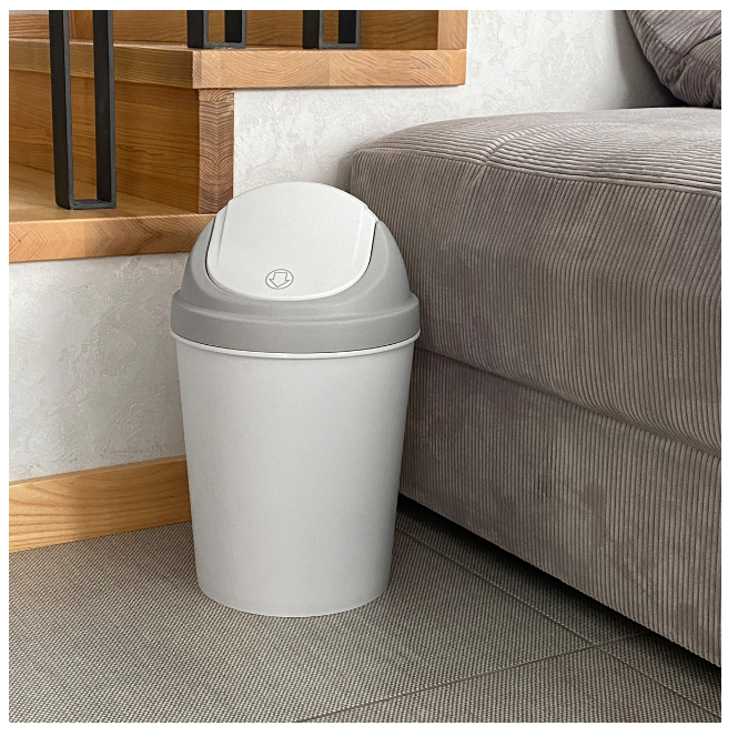 Відро для сміття MVM з кришкою 9 л, сіре (BIN-10), фото 1