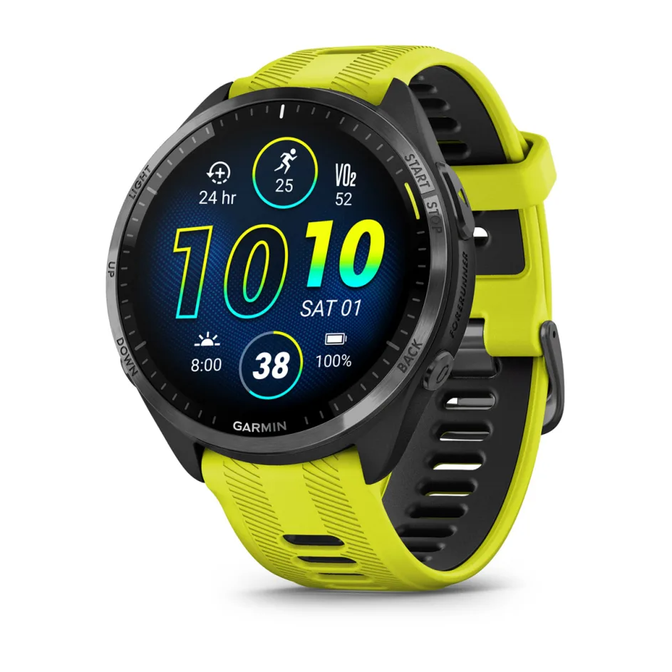 Розумний годинник Garmin Forerunner 965 Carbon Grey DLC Titanium Bezel with Black Case and Amp Yellow