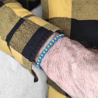 Чоловічий браслет ручного плетіння макраме "Аспід" CHARO DARO (синьо-жовтий)