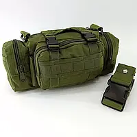 Плечевая тактическая сумка на 5 л, Оливковая, B04 / Мужская сумка через плечо / Поясная военная сумка