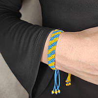 Жіночий браслет ручного плетіння макраме "Янус" CHARO DARO (синьо-жовтий)