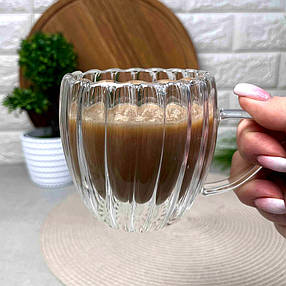 Скляна чашка з боросилікатного скла 250 мл Wave з подвійними стінками, фото 2