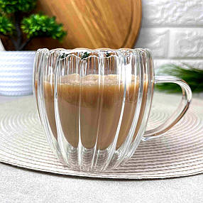 Скляна чашка з боросилікатного скла 250 мл Wave з подвійними стінками, фото 3