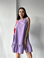 Яркое модное летнее женское сиреневое платье,SB - 705