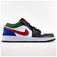 Женские кроссовки Nike Air Jordan 1 Low Black Blue Retro, кожаные кроссовки найк аир джордан 1 лов ретро