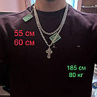 Комплект срібний чорнений ланцюжок бісмарк і красивий чоловічий хрестик 925 проба, фото 5