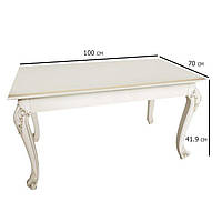 Белый прямоугольный журнальный столик с патиной Лацио 100х70 см прованс светлый в гостиную