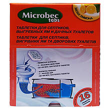 Таблетки Microbec tabs. для септиків, вигрібних ям, туалетів від BROS, Польща (25 г)