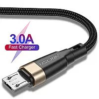 Кабель быстрой зарядки Uslion 3A USB - Micro USB 1 метр WU873-2. Зарядный провод шнур для телефона микро ЮСБ