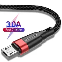 Кабель быстрой зарядки Uslion 3A USB - Micro USB 1 метр WU873-3. Зарядный провод шнур для телефона микро ЮСБ