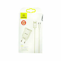 Блочок для зарядки Usams T21 Charger kit T18 single USB EU charger +Uturn Type-C cable White