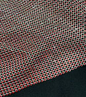 Металлическая кольчуга на серебряной основе с красными стразами 1,20*0,53 м