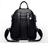 Жіночий модний шкіряний рюкзак чорний, фото 5