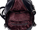 Жіночий модний шкіряний рюкзак чорний, фото 7