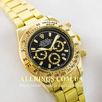 Кварцовий унісекс наручний елегантний годинник Rolex Cosmograph Daytona gold black