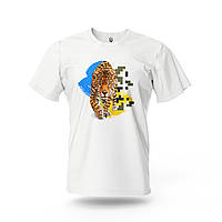 Унісекс футболка бавовняна біла біла літня «Леопард» р. S, M, L, XL, 2XL / Футболки для чоловіків та жінок