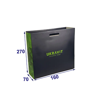 Преміальний пакет для подарунка з висічними ручками, 160х270х70 мм